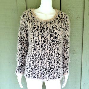 NWT XOXO Fuzzy Leopard Knit Sweater Large